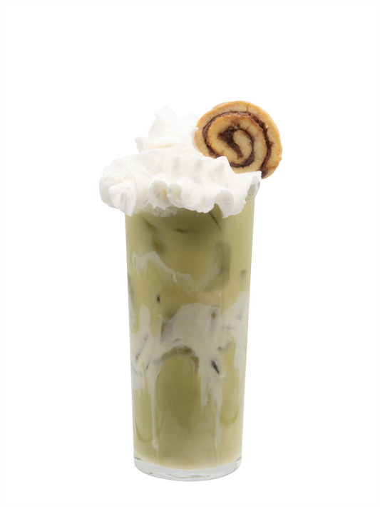 Matcha Helado de Rollo de Canela Glaseado