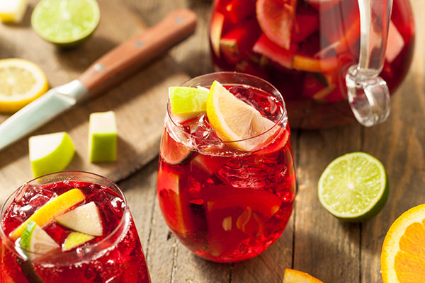 Homemade Fruity Spanish Red Sangria with Apples and Citrus