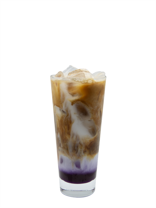 Latte helado de coco ube