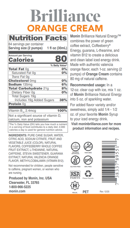 Naranja y Crema Brilliance Natural Energy Monin