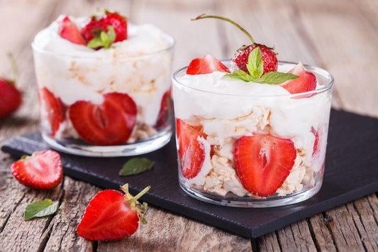 Trifle de balsámico con fresas