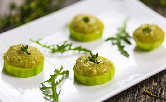 Pesto de guisantes y rúcula con menta