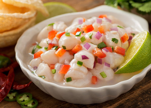 Ceviche de vieiras y piña